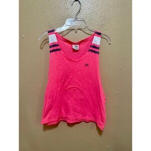 PINK‎ Victoria's Secret Neon Pink Racerback Tank Top XS Cropped Sleeveless